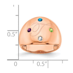 10K Rose Gold 4 Birthstone Personalized Cigar Ring