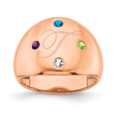 10K Rose Gold 4 Birthstone Personalized Cigar Ring