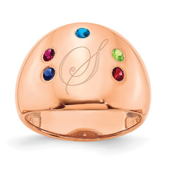 10K Rose Gold 5 Birthstone Personalized Cigar Ring