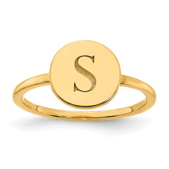 14k Yellow Gold Round Initial Ring
