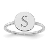 10k White Gold Round Initial Ring