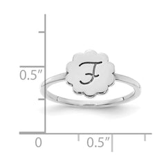 10k White Gold Initial Flower Ring