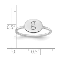 10k White Gold Oval Initial Ring