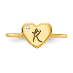14k Yellow Gold Initial with Diamond Ring