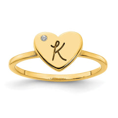14k Yellow Gold Initial with Diamond Ring