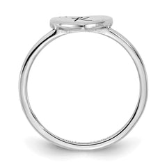10k White Gold Initial Heart with Diamond Ring