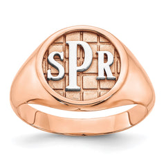 14k Rose Gold Textured Monogram Signet Ring
