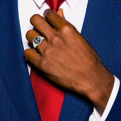Sterling Silver/Rhodium-plated with Epoxy Monogram Ring - 2