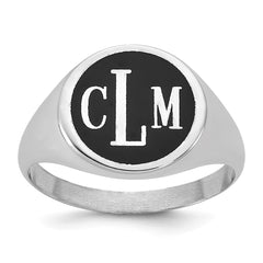 Sterling Silver/Rhodium-plated with Epoxy Monogram Ring - 2
