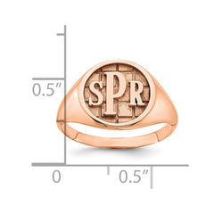 Sterling Silver/Rose-plated Textured Monogram Signet Ring - 2