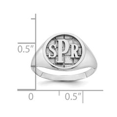 10k White Gold Textured Monogram Signet Ring - 2