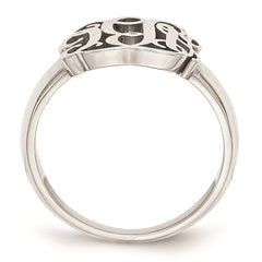 Sterling Silver/Rhodium-plated Monogram Ring - 4