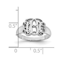 Sterling Silver/Rhodium-plated Monogram Ring - 4