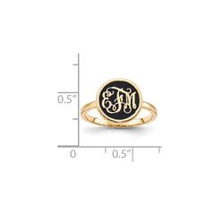 14KY Polished with Enameled Background Monogram Ring - 2