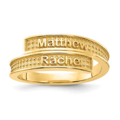 14ky Personalized Polished with Sandblasted Background Ring