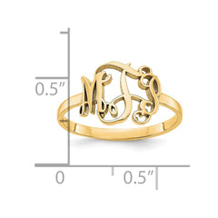 14k Yellow Gold Monogram Ring - 3
