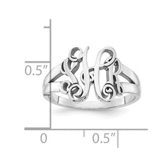 Sterling Silver/Rhodium-plated Monogram Ring - 2
