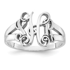 14k White Gold Monogram Ring - 4
