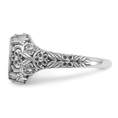 SS/Rhod-plated Filigree w/Epoxy and Birthstone Monogram Ring