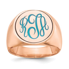 14k Rose Gold Round with Engravable Top Signet Ring
