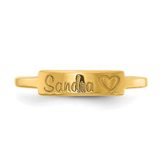 14k Yellow Gold Heart and Name Bar Ring
