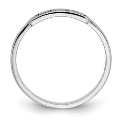 14k White Gold Heart and Name Bar Ring