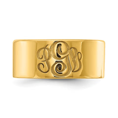 14KY Polished Cigar Style Monogram Ring