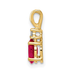 14k 6x4mm Oval Ruby and A Diamond Pendant