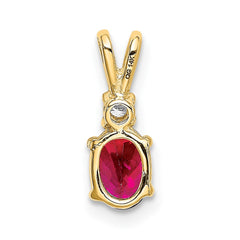 14k 6x4mm Oval Ruby and A Diamond Pendant