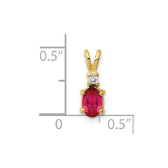 14k 6x4mm Oval Ruby and A Diamond Pendant