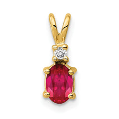 14k 6x4mm Oval Ruby and A Diamond Pendant