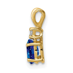 14k 6x4mm Oval Sapphire and VS Diamond Pendant