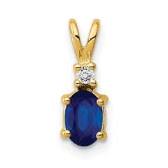 14k 6x4mm Oval Sapphire and A Diamond Pendant