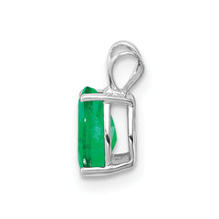 14k White Gold 7x5mm Pear Emerald Pendant