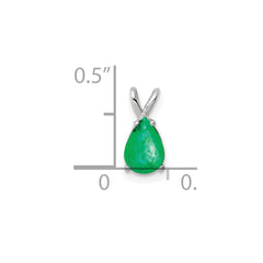 14k White Gold 7x5mm Pear Emerald Pendant