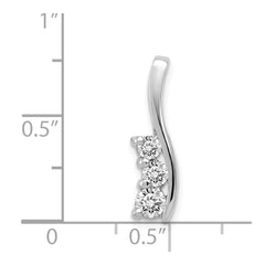 14k White Gold Complete 3/8 carat Three-Stone A Diamond Curved Bar Chain Slide