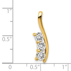 14k Complete 7/8 carat Three-Stone AAA Diamond Curved Bar Chain Slide