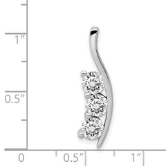 14k White Gold Complete 1.5 carat Three-Stone AA Diamond Curved Bar Chain Slide