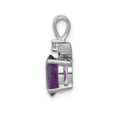 14k White Gold 8x6mm Oval Amethyst VS Diamond Pendant