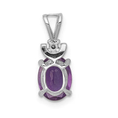 14k White Gold 8x6mm Oval Amethyst VS Diamond Pendant