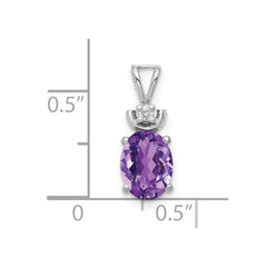 14k White Gold 8x6mm Oval Amethyst VS Diamond Pendant