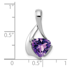 14k White Gold 8mm Amethyst Pendant