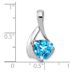 14k White Gold 8mm Blue Topaz Pendant