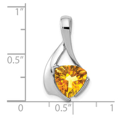 14k White Gold 8mm Citrine Pendant
