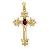 14k 5x3mm Oval Garnet cross pendant