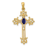 14k 5x3mm Oval Sapphire cross pendant