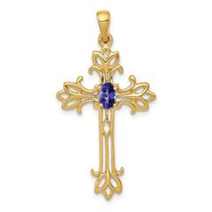 14k 5x3mm Oval Tanzanite cross pendant