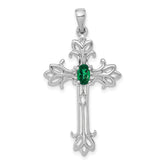 14k White Gold 5x3mm Oval Mount St. Helens cross pendant