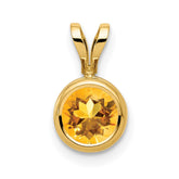 14k 6mm Citrine bezel pendant