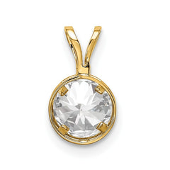 14k 6mm Cubic Zirconia bezel pendant